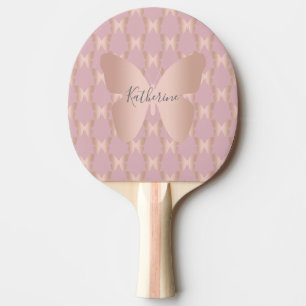 Raquette De Ping Pong Elegant et rose gold butterfly design
