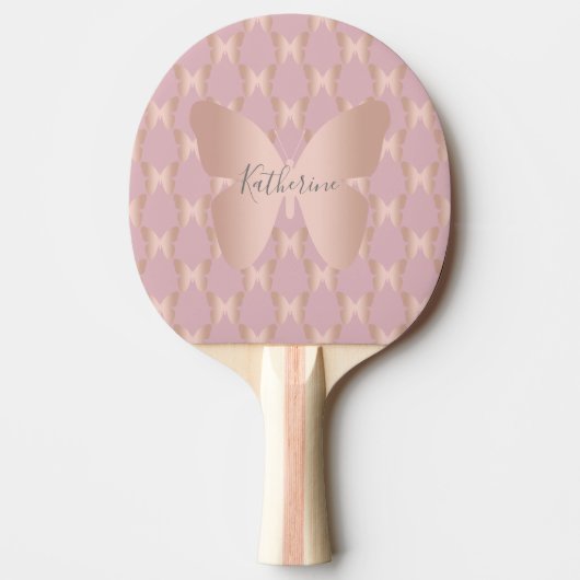 Raquette De Ping Pong Elegant et rose gold butterfly design (Devant)