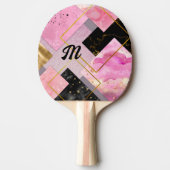Raquette De Ping Pong Elégant faux Parties scintillant rose noir géométr (Devant)