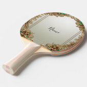 Raquette De Ping Pong Elegant Gold Ornate Ping Pong Paddle (Devant Angle)