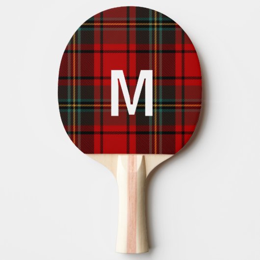 Raquette De Ping Pong Elegant green & red tartan plaid Personalized (Devant)