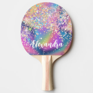 Raquette De Ping Pong Elegant Holographic Glitter Colorful