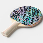 Raquette De Ping Pong Élégant Iridescente Glam Leopard 3D Monogramme (Devant Angle)