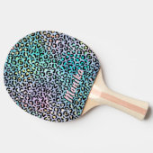 Raquette De Ping Pong Élégant Iridescente Glam Leopard 3D Monogramme (Côté)