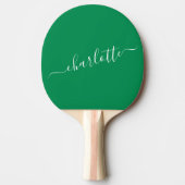 Raquette De Ping Pong Élégant Kelly Green Script Nom personnalisé (Devant)