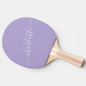 Raquette De Ping Pong Élégant Lavender Lilac Nom du script Personnalisé (Côté)