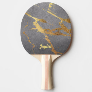 Raquette De Ping Pong Elégant look gris et or marbre