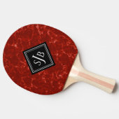 Raquette De Ping Pong Élégant marbre rouge noir diamant Monogramme (Côté)