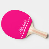 Raquette De Ping Pong Élégant Monogramme Coeurs blancs rose vif (Côté)
