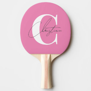 Raquette De Ping Pong Élégant Monogramme Moderne Classique Rose