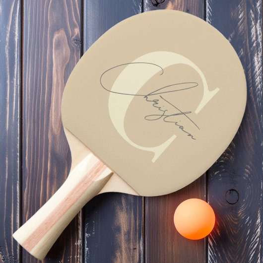 Raquette De Ping Pong Élégant Monogramme Moderne Du Milieu Du Siècle Dun
