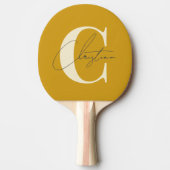 Raquette De Ping Pong Élégant Monogramme Moderne du milieu du siècle Or (Devant)