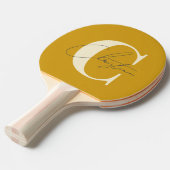 Raquette De Ping Pong Élégant Monogramme Moderne du milieu du siècle Or (Devant Angle)