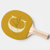 Raquette De Ping Pong Élégant Monogramme Moderne du milieu du siècle Or (Côté)