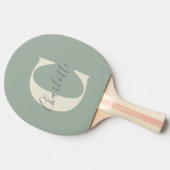 Raquette De Ping Pong Élégant Monogramme moderne Nom dans Sage Green (Côté)