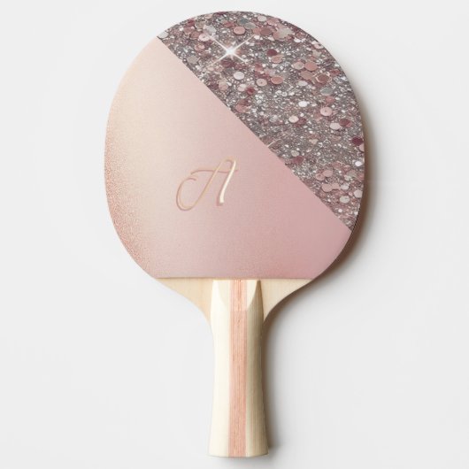 Raquette De Ping Pong Élégant Monogramme Or Rose (Devant)