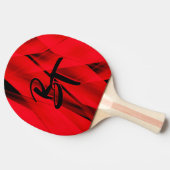 Raquette De Ping Pong Élégant noir rouge foncé Abstrait monogramme (Côté)