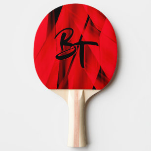 Raquette De Ping Pong Élégant noir rouge foncé Abstrait monogramme