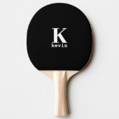 Raquette De Ping Pong Élégant nom initial monogramme personnalisé noir (Dos)