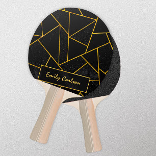 Raquette De Ping Pong Elégant or noir abstrait géométrique