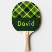 Raquette De Ping Pong Élégant Pois vert Plaid Monogramme Ping Paddle (Dos)