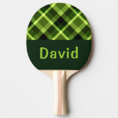 Raquette De Ping Pong Élégant Pois vert Plaid Monogramme Ping Paddle (Devant)
