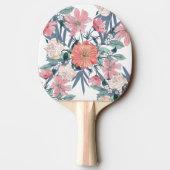 Raquette De Ping Pong Elégant rose Fleurs Aquarelle Floral (Dos)
