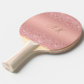Raquette De Ping Pong Elegant Rose Gold Luxe Shimmer Monogram (Devant Angle)