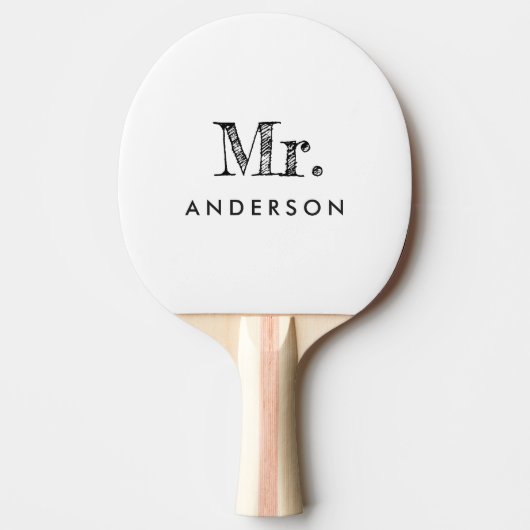 Raquette De Ping Pong Élégant Script blanc M. Ping Pong Paddle (Devant)