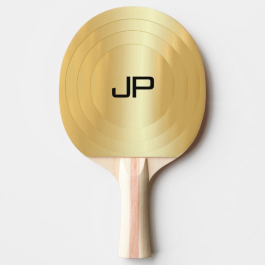 Raquette De Ping Pong Elegant Template Glamorous Gold Look Monogram (Devant)