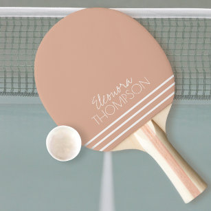 Raquette De Ping Pong Élégante Feminine Dusty Rose rayé Monogramme