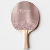 Raquette De Ping Pong Elégante parties scintillant en or rose en cuivre  (Dos)