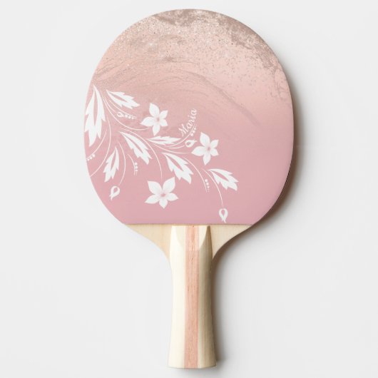 Raquette De Ping Pong Élégante pente moderne rose or parties scintillant (Devant)