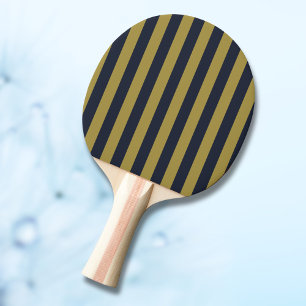 Raquette De Ping Pong Élégantes rayures verticales or et bleu marine