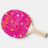 Raquette De Ping Pong Elliana nom de fille jaune rose (Côté)