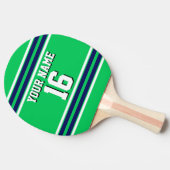 Raquette De Ping Pong Emerald Green avec Navy White Stripes Team Jersey (Côté)