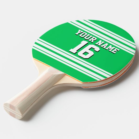 Raquette De Ping Pong Emerald Green White Team Jersey Numéro personnalis (Devant Angle)