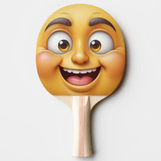 Raquette De Ping Pong Emoji Jaune/Jaune En Colère 3D