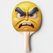 Raquette De Ping Pong Emoji Jaune/Jaune En Colère 3D (Devant)