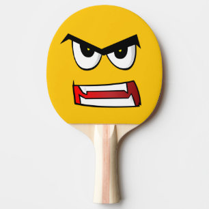 Raquette De Ping Pong Emoji Jaune vraiment en colère