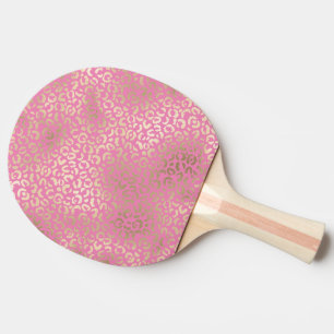 Raquette De Ping Pong Empreinte de léopard de Glam d'or rose