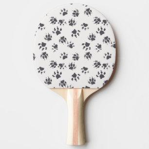 Raquette De Ping Pong Empreintes Paw : Chien Monochrome Sans Seamless.