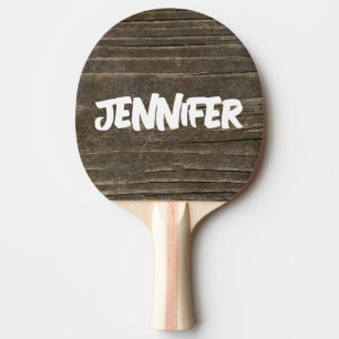 RAQUETTE DE PING PONG EN BOIS RUSTIQUE SCRIPT PERS