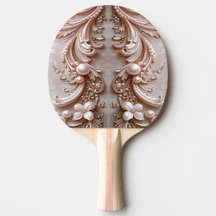 Raquette de ping pong en nacre ornementale rose et