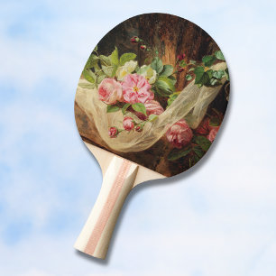Raquette De Ping Pong Encore la vie avec des Roses sur un plancher fores
