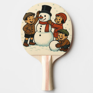 Raquette De Ping Pong Enfants d'autrefois construisant un bonhomme de ne