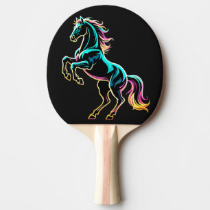 Raquette De Ping Pong Enseigne au néon Cheval Style Rétro Glitch