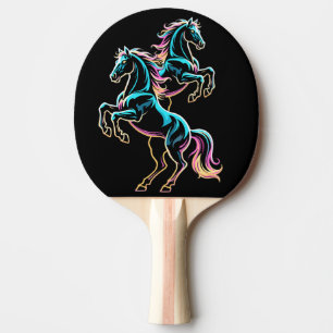 Raquette De Ping Pong Enseigne au néon Cheval Style Rétro Glitch