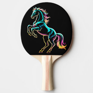 Raquette De Ping Pong Enseigne au néon Cheval Style Rétro Glitch