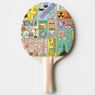 Raquette De Ping Pong Ensemble d'illustrations vintage de chimie scienti